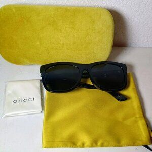 Gucci Sunglasses, GG0057SKN 006 L Cat.3 Polished Blk, 56-18-145 w/Case-FREE SHIP